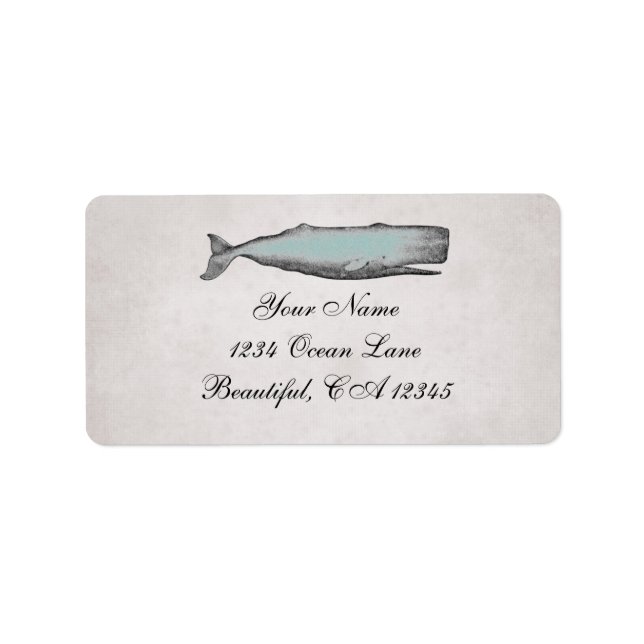 Vintage Victorian Whale Beach Address Label (Front)