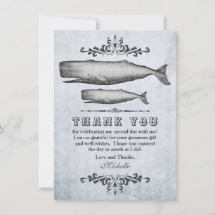 Vintage Victorian Whale Mom and Calf Beach Thank You Card