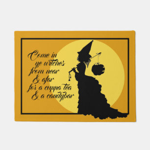 Vintage Victorian Witch Silhouette and Poem Doormat