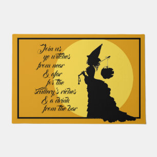 Vintage Victorian Witch Silhouette Open House Doormat
