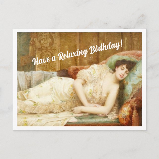 Vintage Victorian Woman Happy Birthday Postcard (Front)