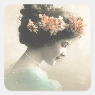 Vintage Victorian Woman Square Sticker