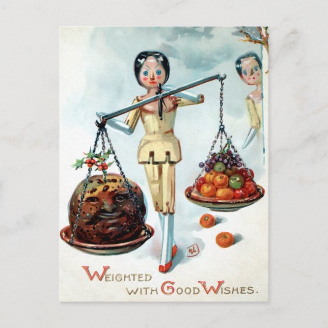 Vintage Victorian Wooden Dolls Scale Postcard (Front)