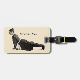 Vintage Victorian Yoga Woman Upward Dog Pose Print Luggage Tag