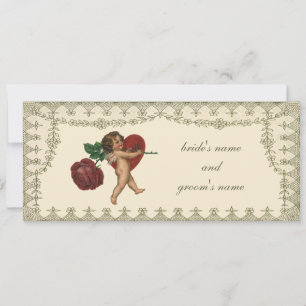 Vintage Victorien Cupid Heart Faire-part de mariag