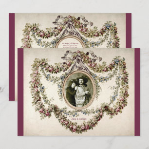Vintage Victorien Floral Frame Faire-part de maria