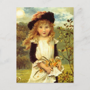 VINTAGE VICTORIEN LA CARTE POSTALE DE LA FILLE DE 