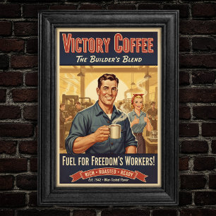 Vintage Victory Coffee Builder's Blend Poster