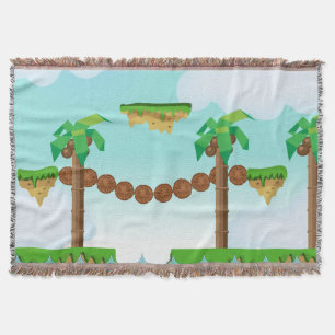 Vintage Video Game Palm Trees. Throw Blanket