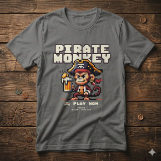 Vintage Video Game Pirate Monkey T-Shirt