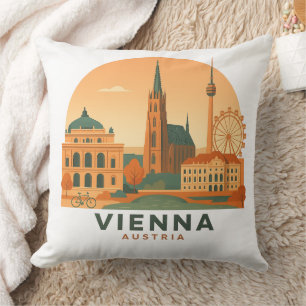 Vintage Vienna Austria Throw Pillow – Retro Travel