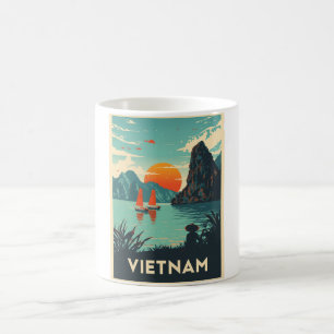 Vintage Vietnam Travel Retro Ha Long Bay Coffee Mug