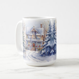 Vintage Vieux mode Maison de Noël Scène Mug