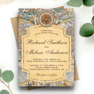 Vintage Vieux Monde Carte Faire-part de mariage Co