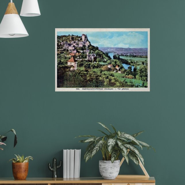 Vintage View of Castelnaud-la-Chapelle, France Poster (Living Room 1)