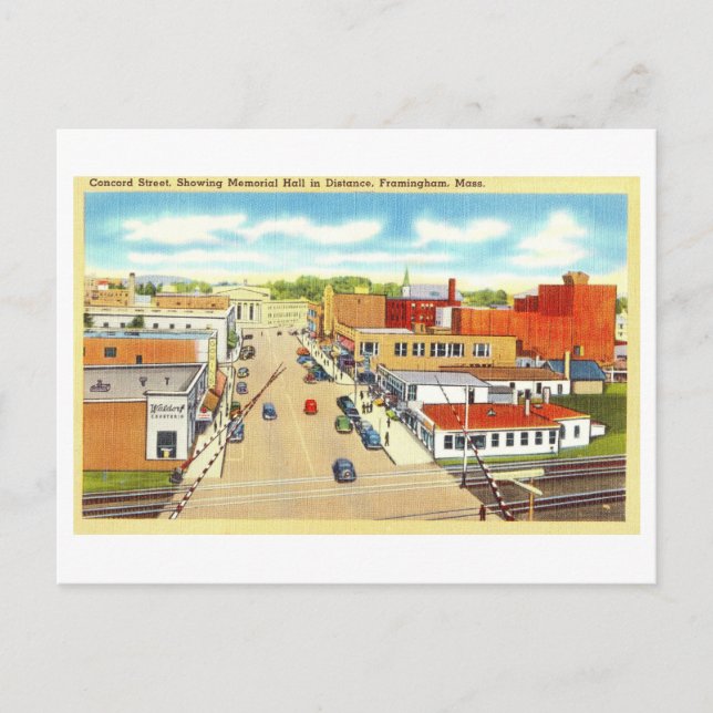 Vintage View of Framingham, Mass., Postcard (Front)