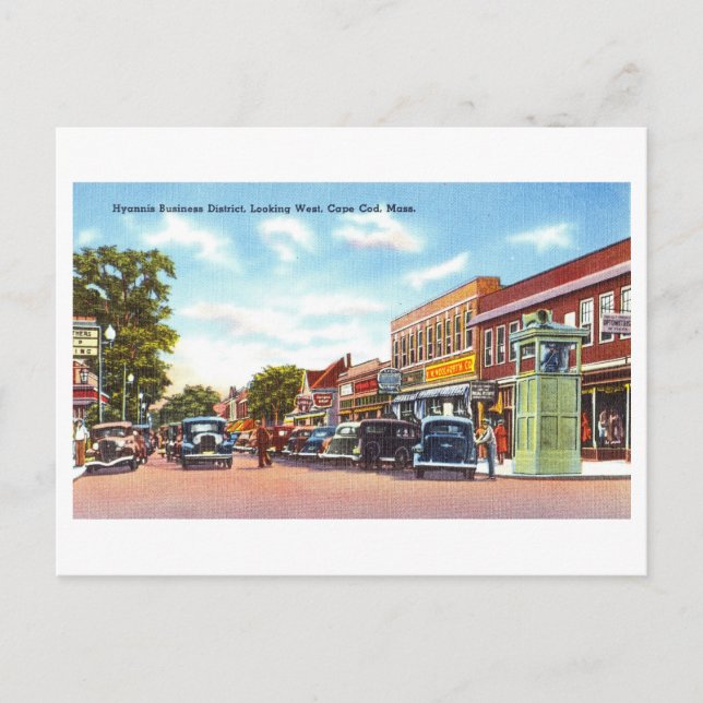 Vintage View of Hyannis, Cape Cod, Massachusetts, Postcard (Front)