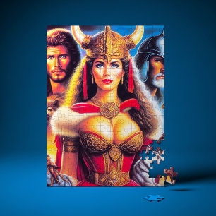 Vintage Viking Warrior Woman Jigsaw Puzzle