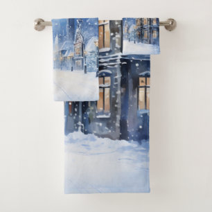 Vintage Village Tempête de neige la nuit
