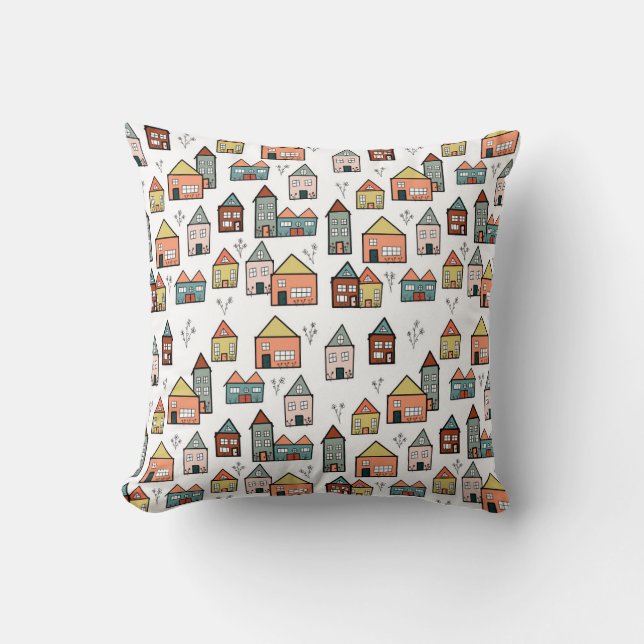 vintage village  throw pillow (Front)