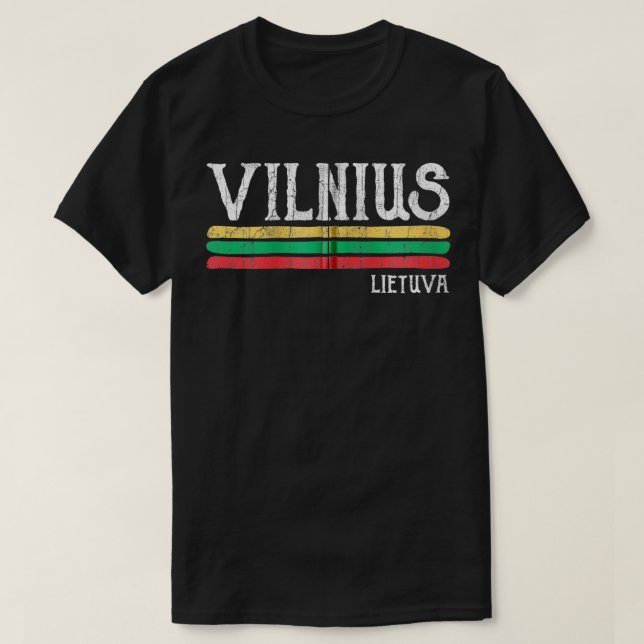 Vintage Vilnius Lithuanian Flag Colours Lithuania  T-Shirt (Design Front)