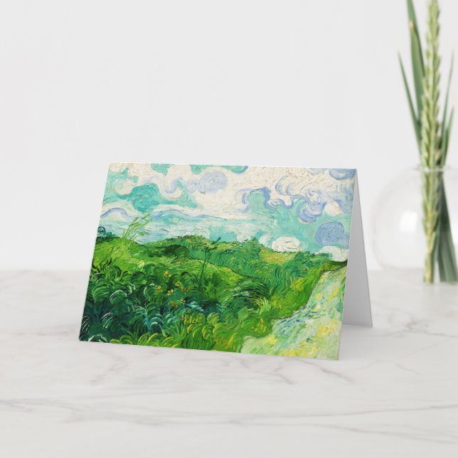 Vintage Vincent Van Gogh Green Wheat Fields Card (Front)