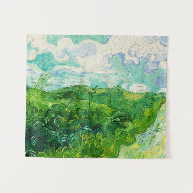 Vintage Vincent Van Gogh Green Wheat Fields Tapestry (Front (Horizontal))