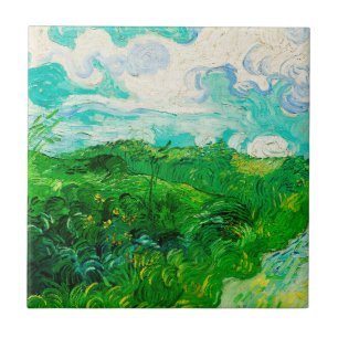 Vintage Vincent Van Gogh Green Wheat Fields Tile