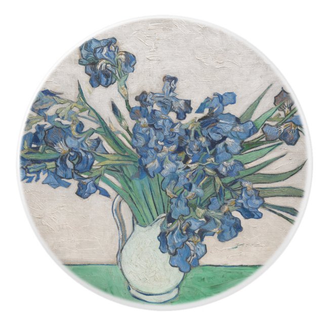 Vintage Vincent Van Gogh Painting Irises Ceramic Knob (Front)