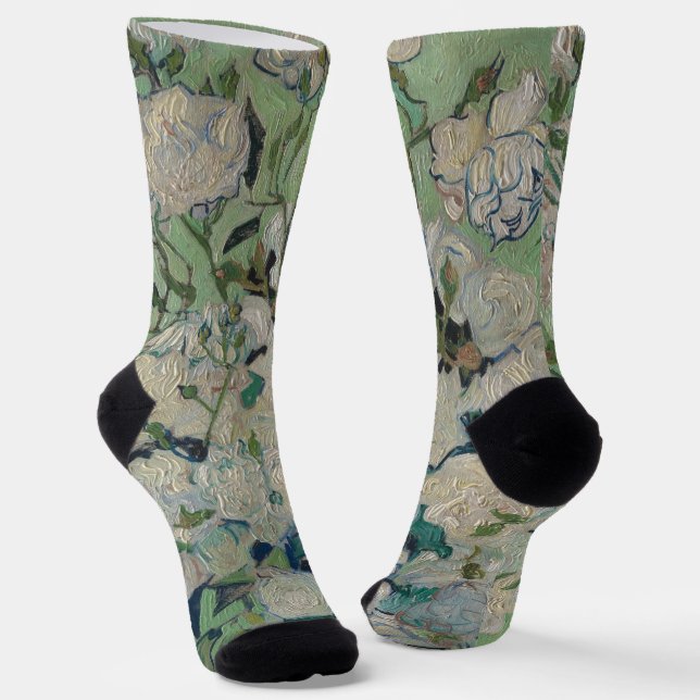 Vintage Vincent Van Gogh Painting Roses  Socks (Angled)