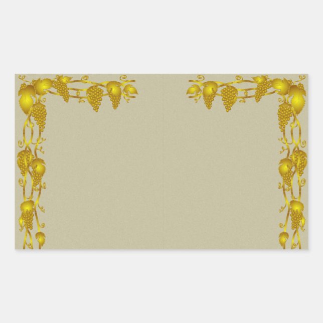 Vintage Vine and Grapes Gold Border Sticker (Front)