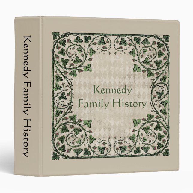 Vintage Vine Frame Family History Custom  Binder (Front/Spine)