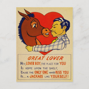 Vintage Vinegar Jackass Valentines Day Postcard