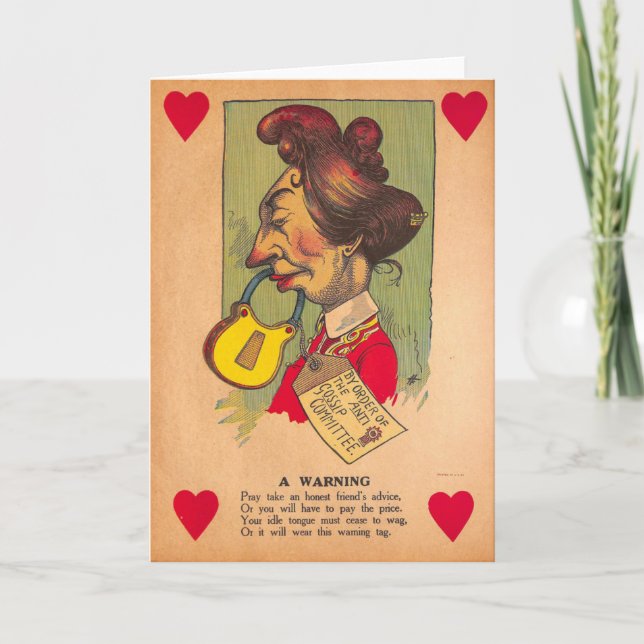 Vintage Vinegar Valentine - Warning the Gossip, Holiday Card (Front)