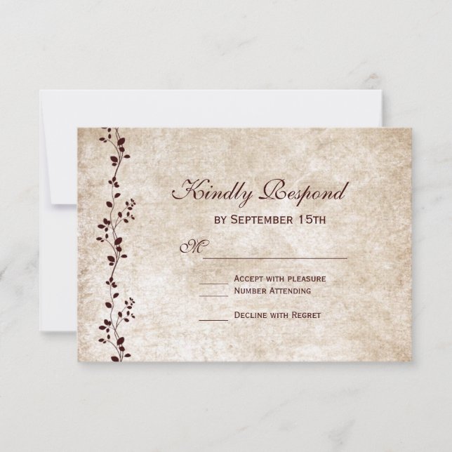 Vintage Vines Elegant Rustic Wedding RSVP Cards (Front)