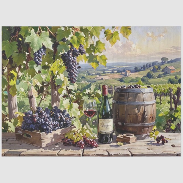 Vintage Vineyard Scene Tissue Paper (Front)