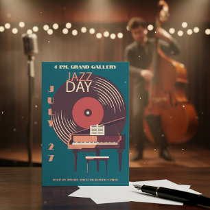 Vintage Vinyl & Piano Jazz Day Invitation