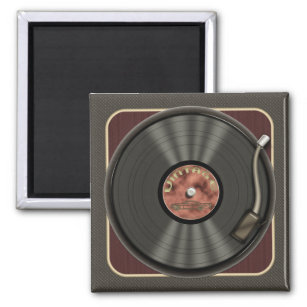 Vintage Vinyl Record Square Magnet
