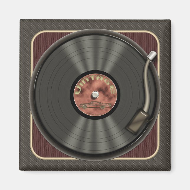 Vintage Vinyl Record Square Magnet (Front)