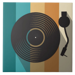 Vintage Vinyl Record Turntable Minimalist Music Tile