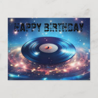 Vintage vinyl record with stars Happy Birthday