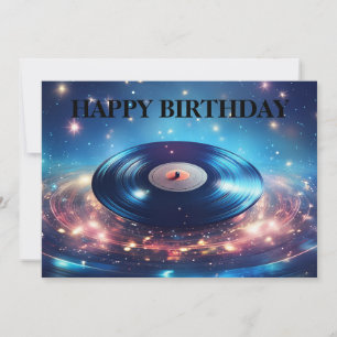 Vintage vinyl record with stars holiday card