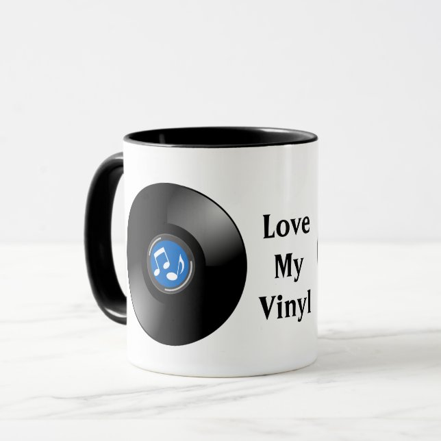 Vintage Vinyl Records Design Mug (Front Left)