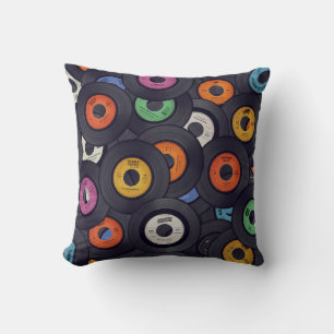 Vintage Vinyl Records Music Background Throw Pillow