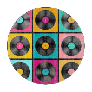 Vintage Vinyl Records Retro Background Cutting Board