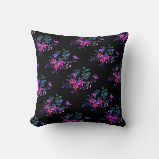 Vintage violet Rose Throw Pillow (Front)