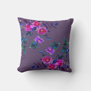 Vintage violet Rose Throw Pillow