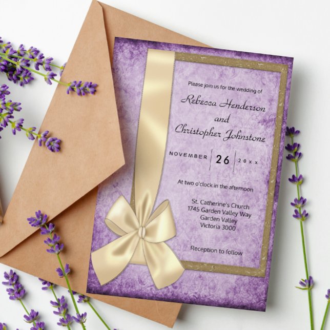 Vintage Violet Rustic Elegance Wedding Invitation (Creator Uploaded)