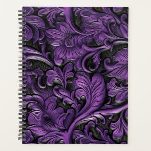 Vintage violet tooled leather  planner