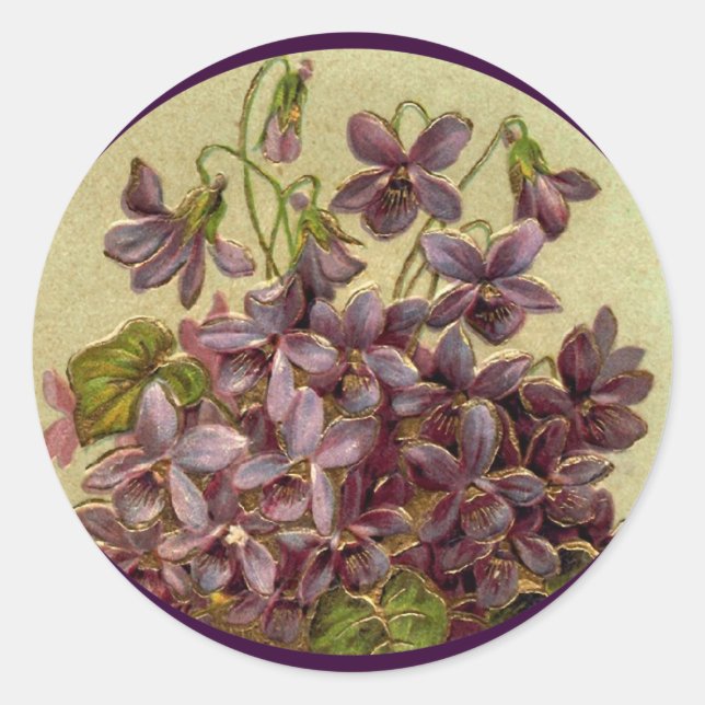 Vintage Violets Embossed Art Sticker (Front)